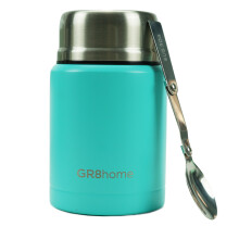 (Green) Stainless Steel 500ml Vacuum Food Flask With Spoon