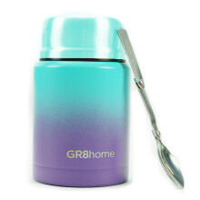 (Green Violet) Stainless Steel 500ml Vacuum Food Flask With Spoon