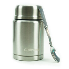 (Silver) Stainless Steel 500ml Vacuum Food Flask With Spoon