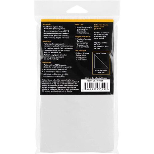 Lineco Clear Photo/Picture Mounting Corners 7.6cm (3") 100 Pack 1