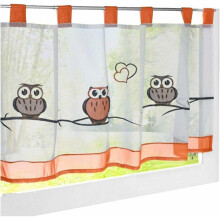 1pc Sheer Curtain Brise-bise Hxw/45x90cm Embroidery Owl Colorful Pan Orange Short Tab Top Curtains Window Decoration Bedroom/bathroom/cafe