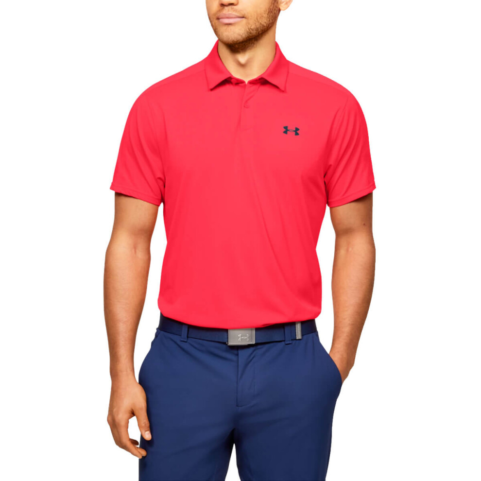 (S, Beta/Academy) Under Armour Mens Vanish Wicking Stretch Golf Polo Shirt