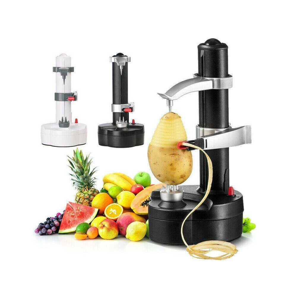 (Black) Fruit Apple Pear Potato Peeler Cutter Slicer Kitchen Utensil Automatic Electric