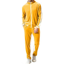 (Yellow, 2XL) Men's 2 Pieces Velvet Sweatsuit Set Sport Suits Outfits Jacket
