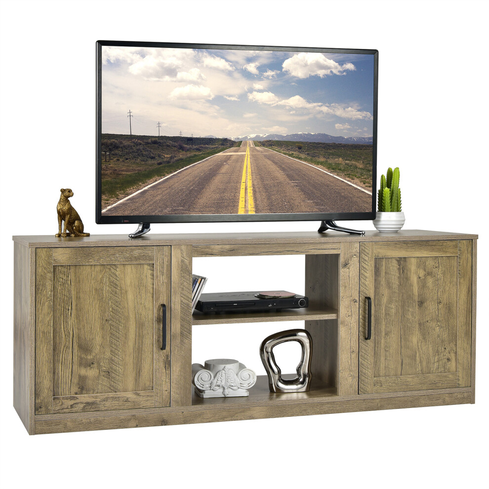 Costway 147Cm Tv Stand Farmhouse Console Table For 65" Tv W/ Adjustable Shelves Not,Specified