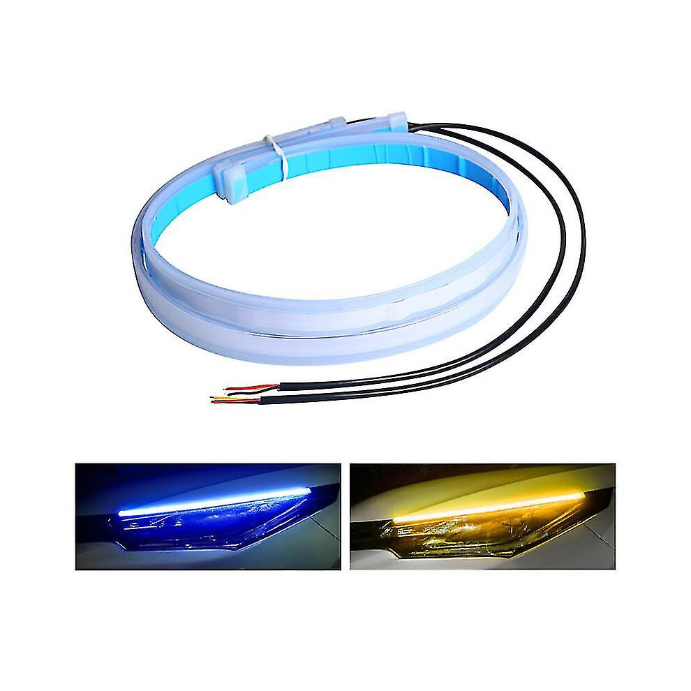 (blue yellow, 30cm) 2 Pcs Drl Car Flexible Led Daytime Running Lights Turn Signal Lamp Headlight Waterproof 30cm 45cm 60cm White Red Yellow Blue-image-OPC-PDPKSCZ-NEW