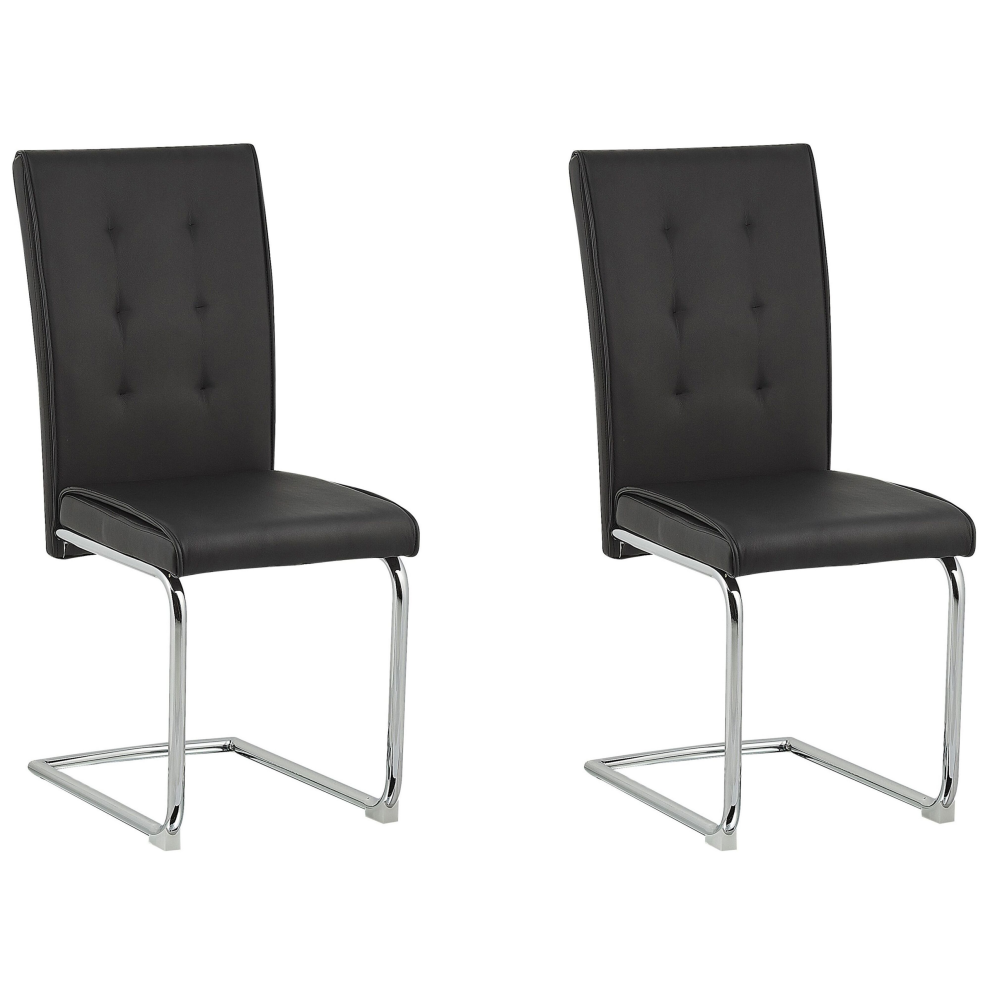 Set of 2 Dining Chairs ROVARD Faux Leather Black