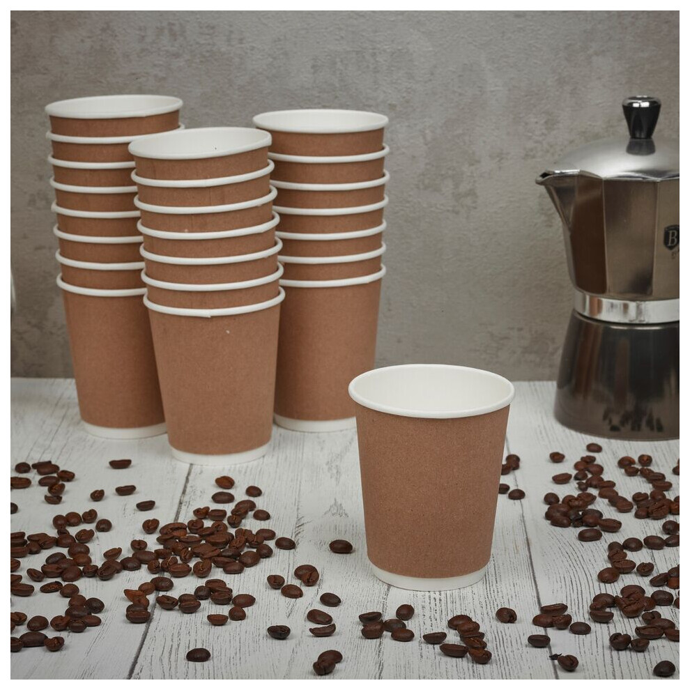 (8oz, 50) Double Wall Hot Drinks Cups Coffee Chocolate Tea