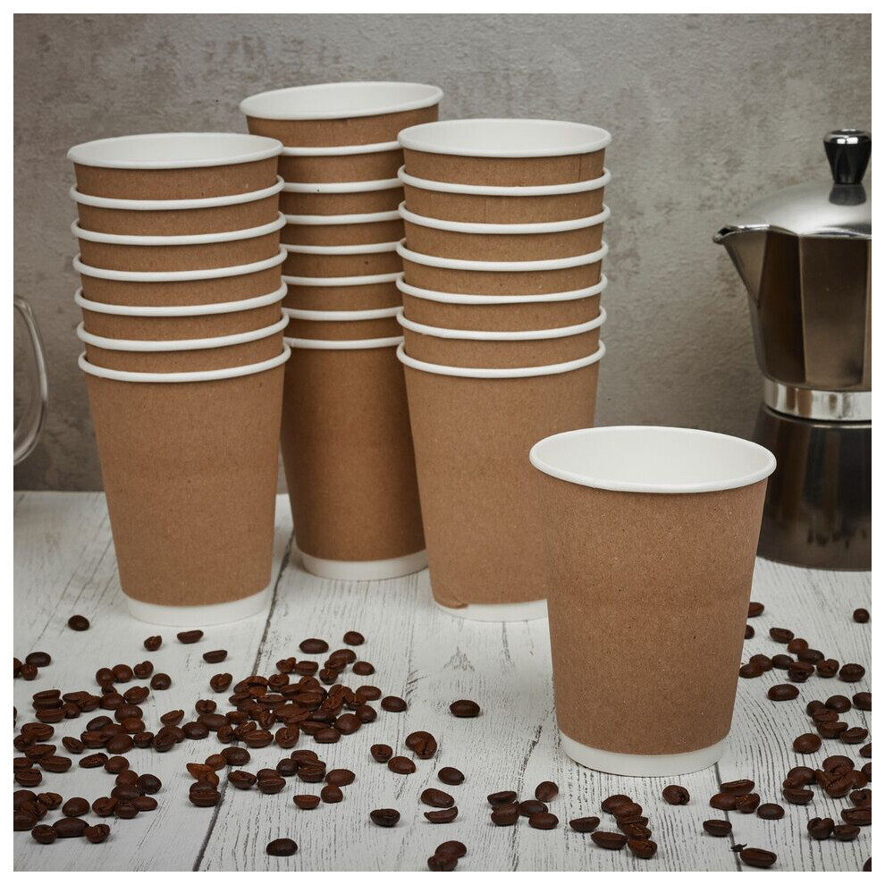 (12oz, 50) Double Wall Hot Drinks Cups Coffee Chocolate Tea