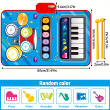 (Blue) 2 In 1 Kid Floor Piano Keyboard Dance Mat Kids Musical Playmat,Music Learning Toys