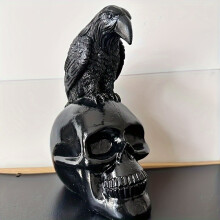 (Crow And Skull) Crow And Skeleton Black Style Decoration Home Courtyard Design Decoration Halloween Horror Style Art Decoration Creativity, Model Can Be Collected