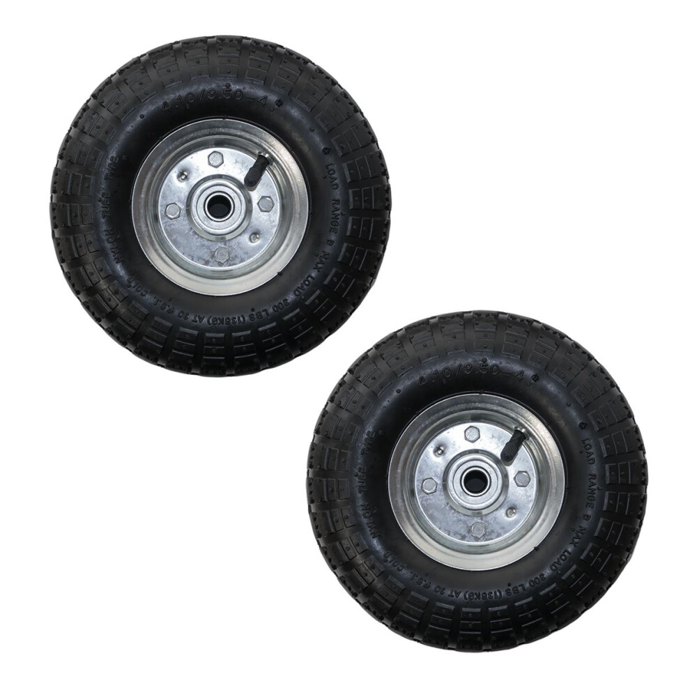KCT Twin Pack 10" Replacement 4.10 /3.50 - 4 Wheel for Garden Carts and Sack Barrows