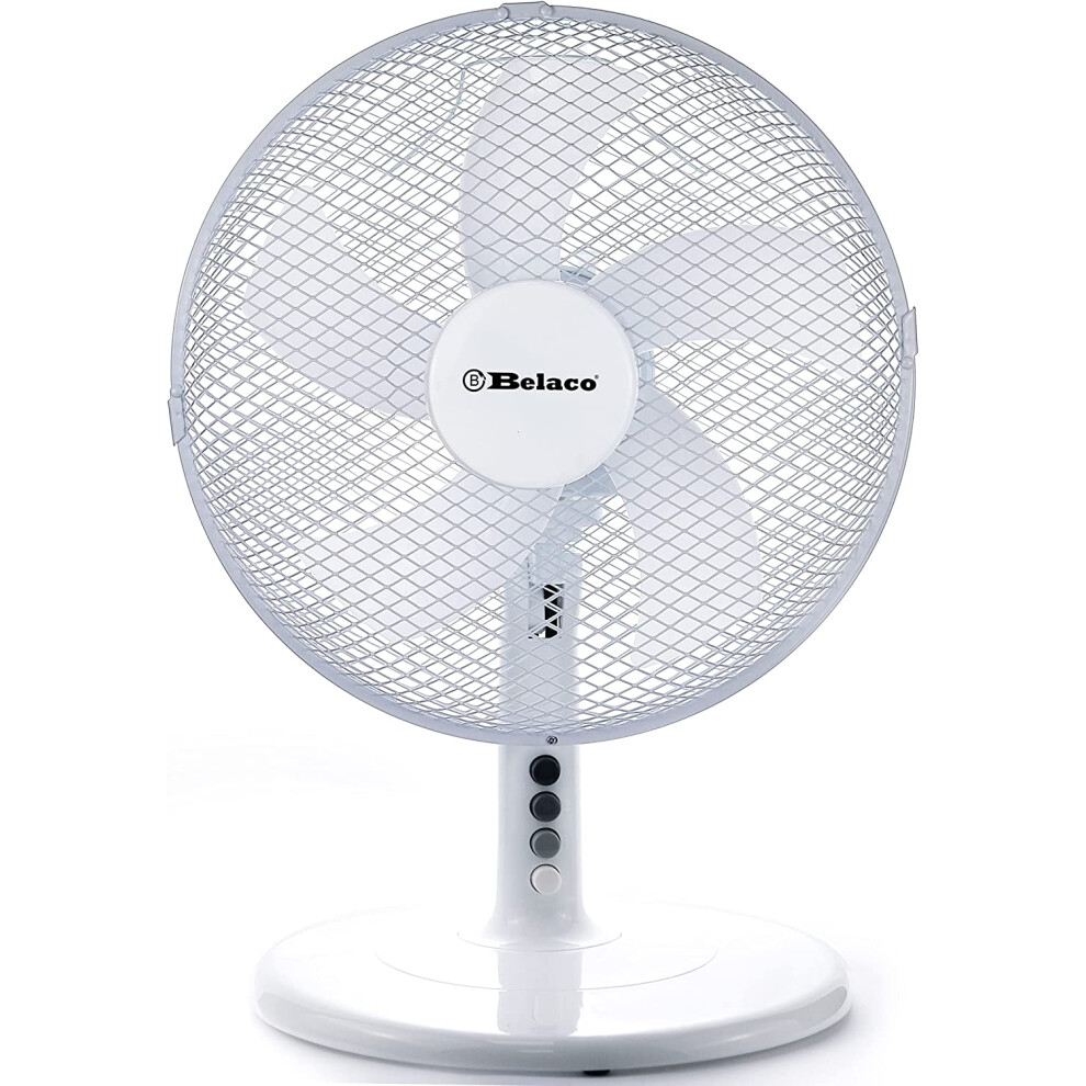 Belaco 12inch Table Fan Desk Fan with 3 Speed WHITE