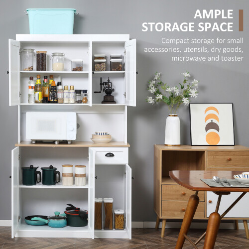 Homcom HOMCOM Kitchen Cupboard Storage Cabinet with Adjustable Shelves, White 1