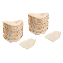 100x finger food - bowls, "boat" biodegradable wood 11 cm x 6.5 cm