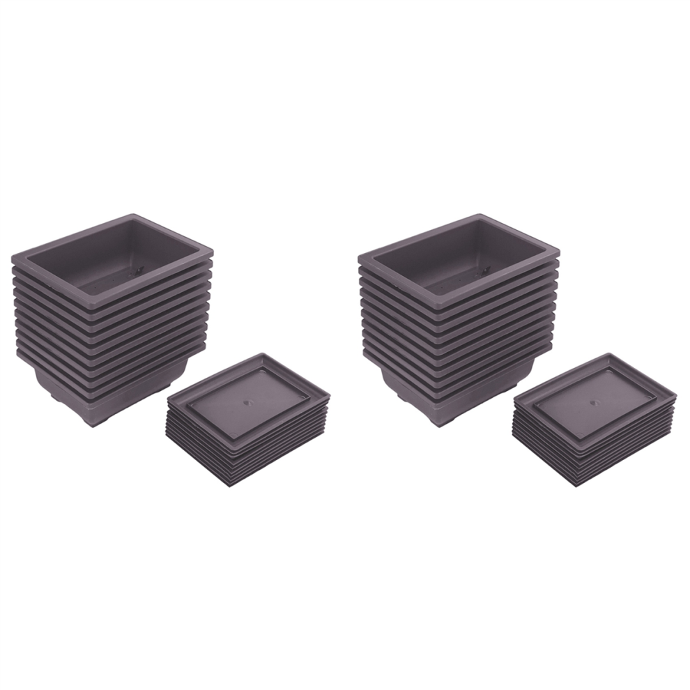 20 Packs Bonsai Training Pots With Tray Plastic Bonsai Plants Growing Pot For Garden Living Room Balcony 16.5X12cm Exogio