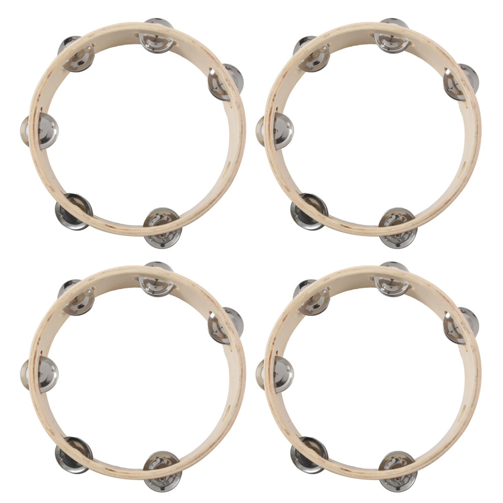 4pcs 8 inch Musical Tambourine Tamborine Drum Round Percussion Gift for KTV Party