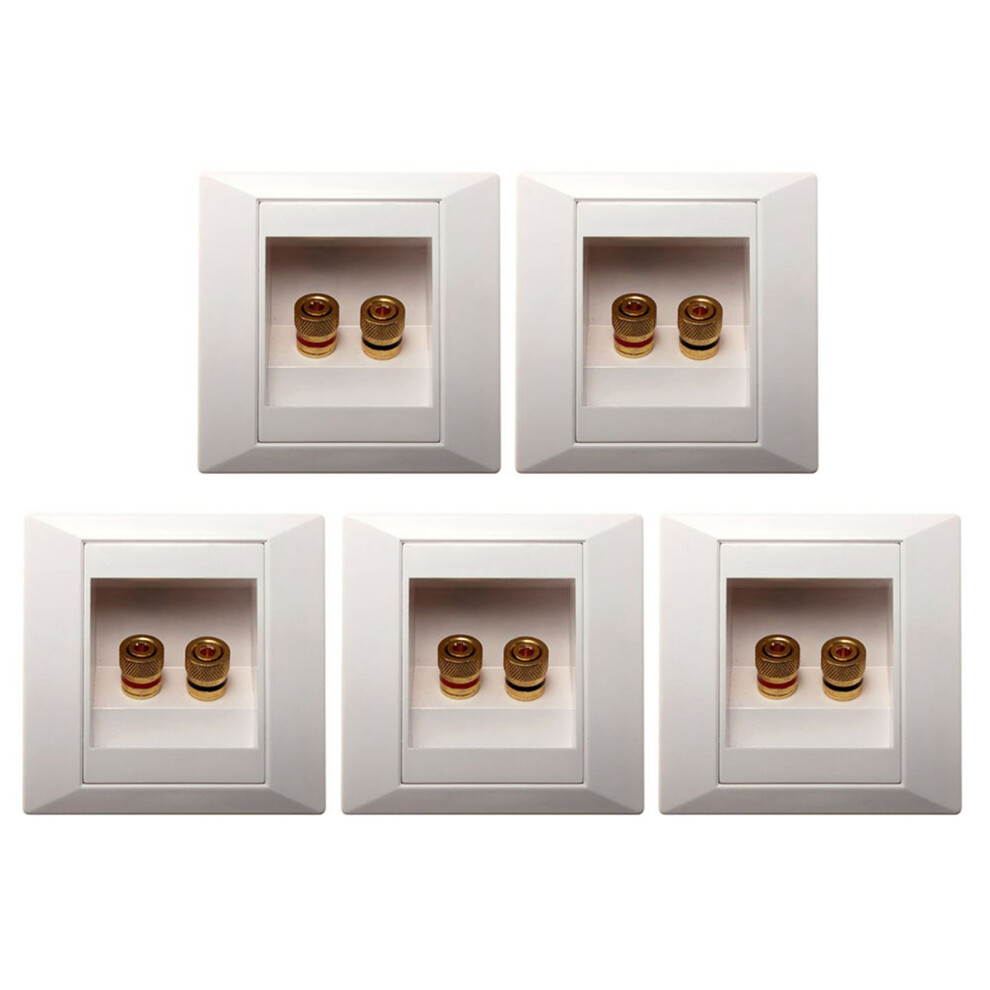 5X Wall Socket Connection Port With 2 Jack Speaker White 4852494550266