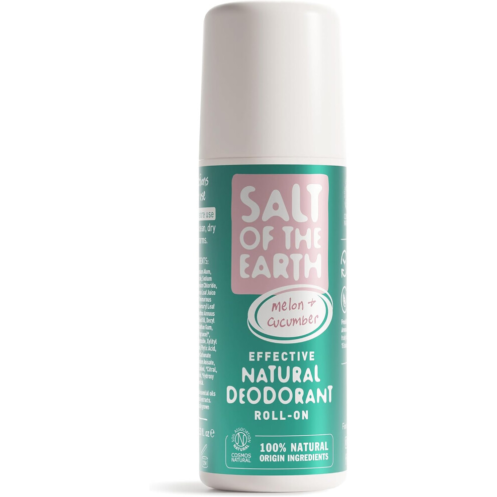 Salt Of The Earth Salt Of Earth Natural Deodorant Roll On Melon Cucumber 100% Natural Ingredients Effective Protection Vegan Cruelty Free Suitable Women Men Kids 75Ml