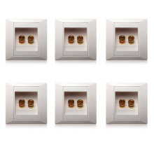 6X Wall Socket Connection Port with 2 Jack Speaker White