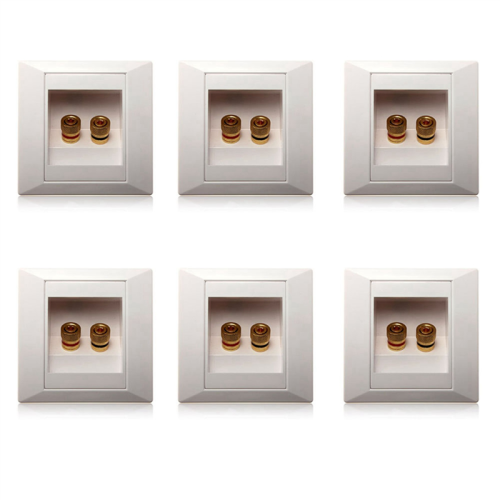 6X Wall Socket Connection Port with 2 Jack Speaker White