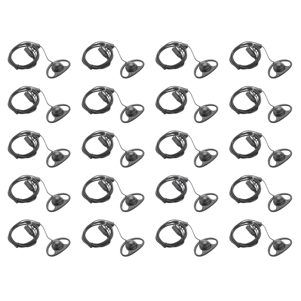 20X 2 Pin Advanced D Shape Clip-Ear Ptt Headset Earpiece Mic 2 Way Radios GP88S GP300 GP68 A6 A10 A12