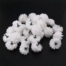 150 Pcs Carnations Craft Artificial Flower Silk Spherical Heads Wedding Decor White