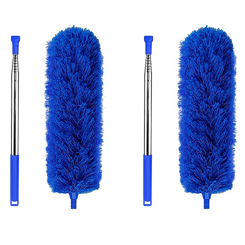 Exogio 2-Pack Telescoping Gutter Cleaning Brush With 2Ft-8.2Ft Reach, Bendable Head, Ladder-Free Roof Gutter Cleaner - Blue