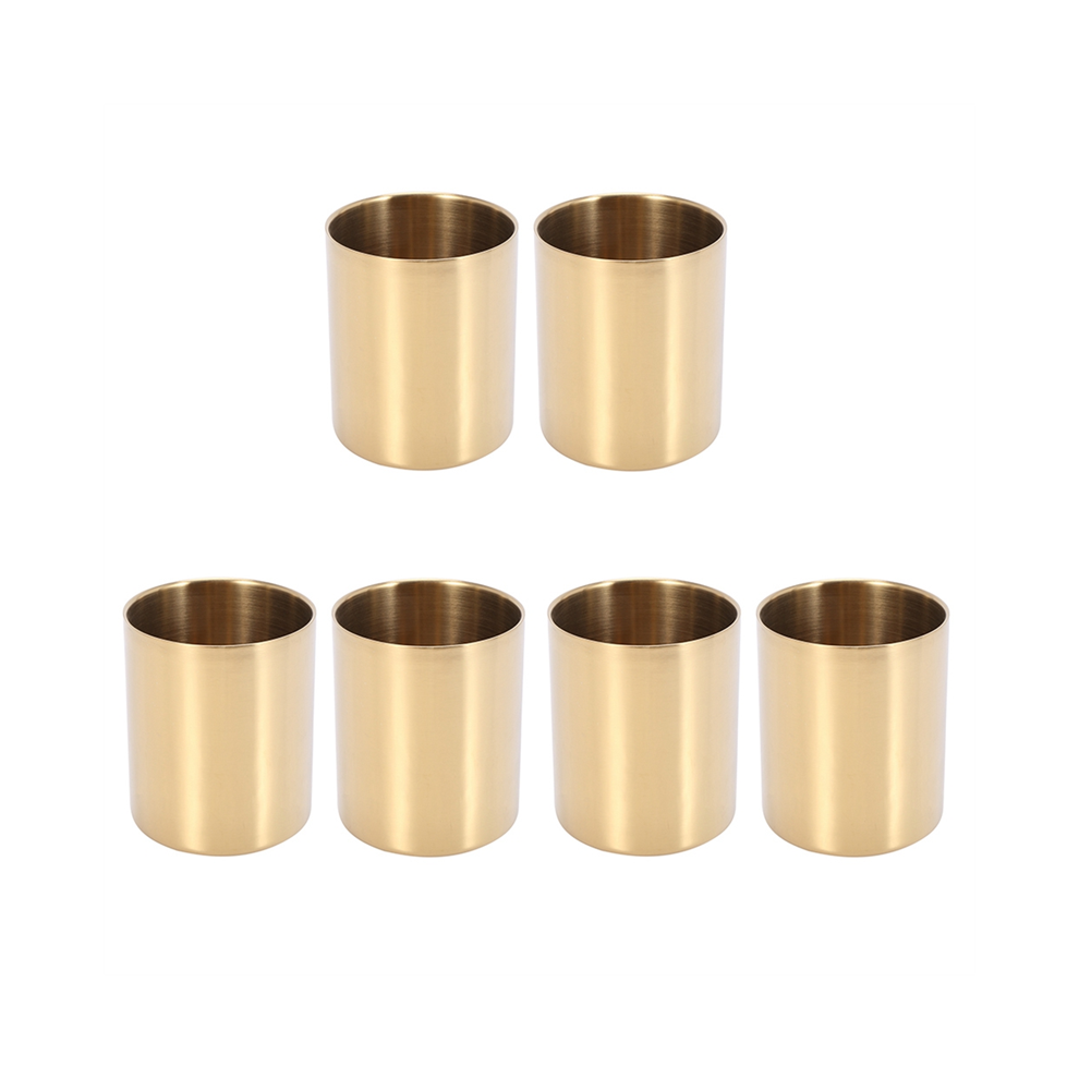 6-Piece Pencil Cup Holder Pen Pot Makeup Brushes Holder Desk Stationery Organizer Stainless Steel (Gold)-image-OPC-PDPMBDD-NEW