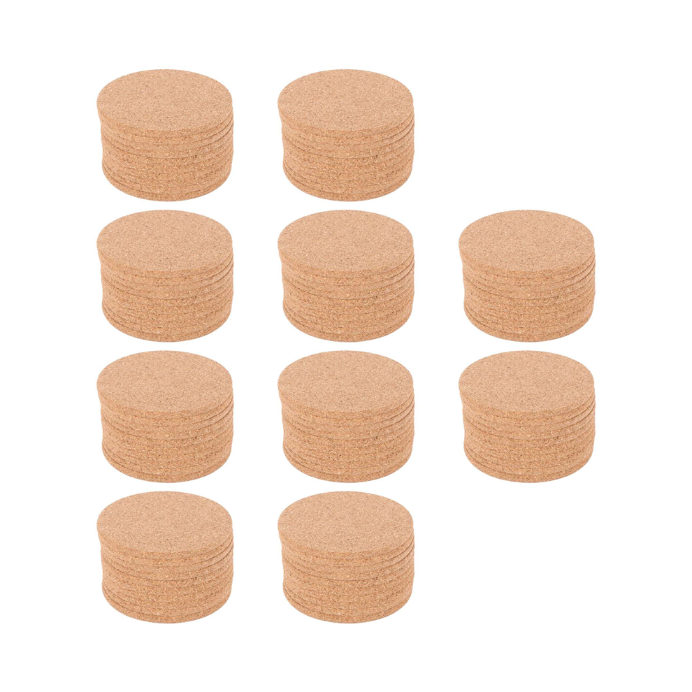 Set of 100 Cork Bar Drink Coasters - Absorbent and Reusable - 90mm, 5mm Thick