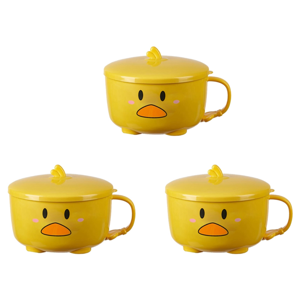 3X Duck Ramen Noodles Bowl with Lid Cute Stainless Steel Kitchen Fruit Instant Rice Soup Double-Layer Bowl Tableware 2-image-OPC-PDPMBTT-NEW