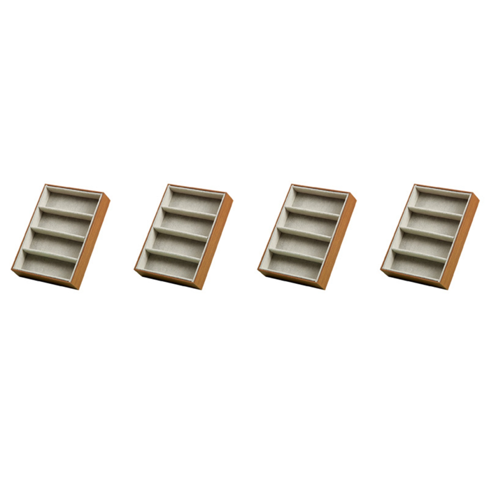 Exogio 4X Sunglasses Display Glasses Cases 4 Grids Sunglasses Display Box Glasses Display Jewelry Organizer Tray - Brown