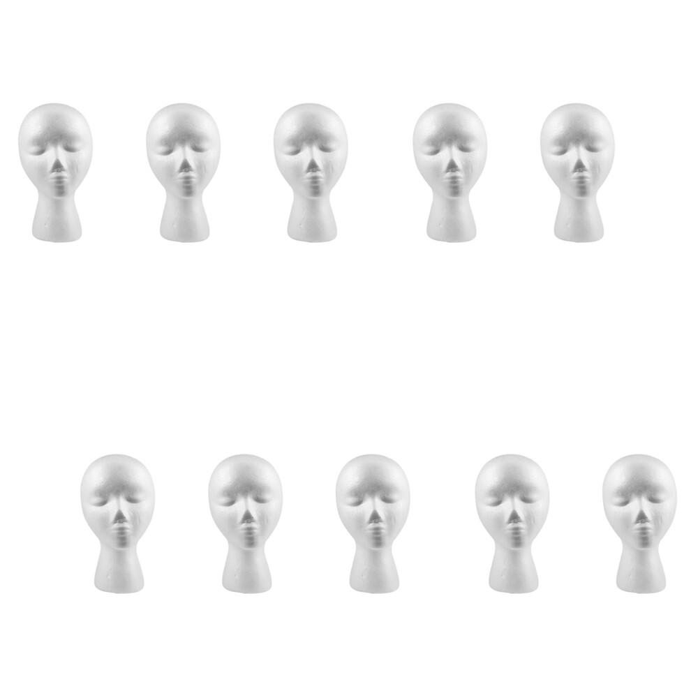 Exogio 10Pcs 27.5 X 52Cm Dummy / Mannequin Head Female Foam(Polystyrene) Exhibitor For Cap, Headphones, Hair Accessories