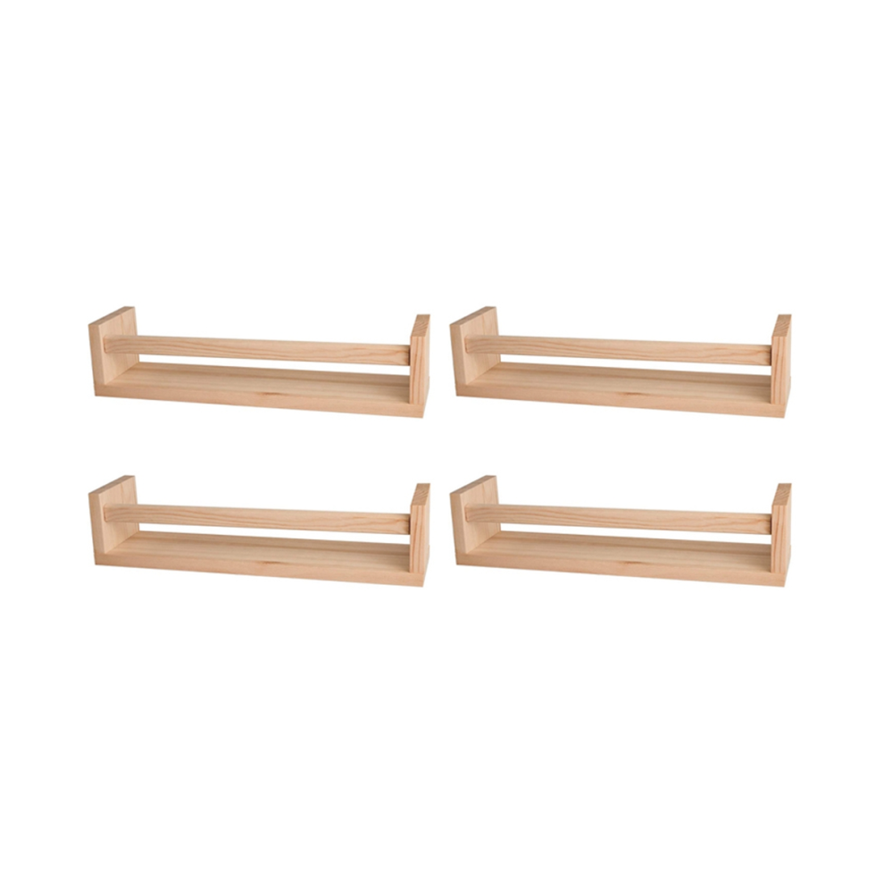 4Pcs Bookshelf,Natural Wood Floating Wall Bookshelf For Kids,Nursery Shelves For Wall,Bathroom Decor, Kitchen Spice Rack Exogio