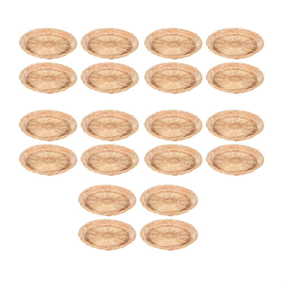 20 Pcs Bamboo Paper Plate Holder - 10 Inch Round Woven Plate Holder, Reusable Paper Plate Holders for Picnic Party