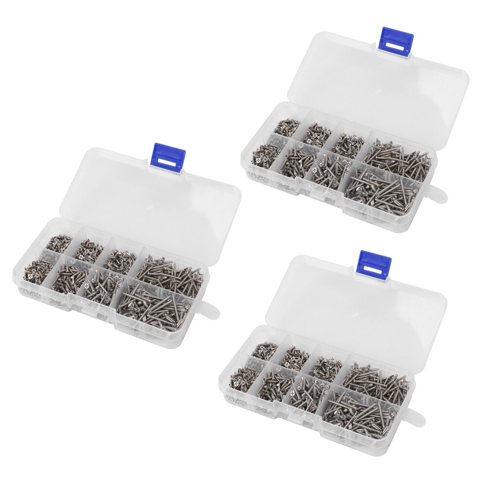 2400Pcs Stainless Steel Self Tapping Screw Assortment Kit Lock Nut Wood Thread Nail Screw Sets M2 4852180939740