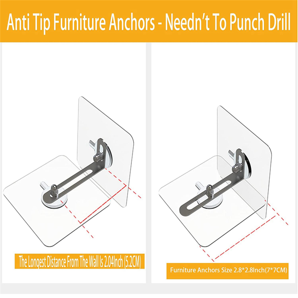 Furniture Anchors Wall Anchors, Anti Tip Furniture Anchors No Drill, Adhesive Furniture Wall Anchors For Baby 12 Pcs Exogio
