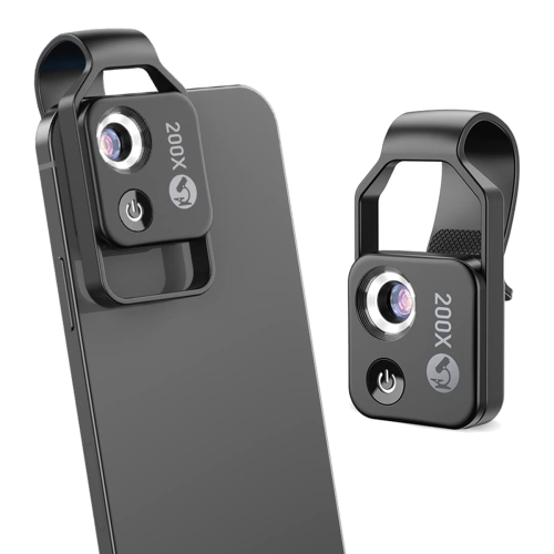 2 Pcs 200X Cell Phone Microscope Accessory with Lens, Portable Mini Digital Microscope with LED Light/Universal Clip 1