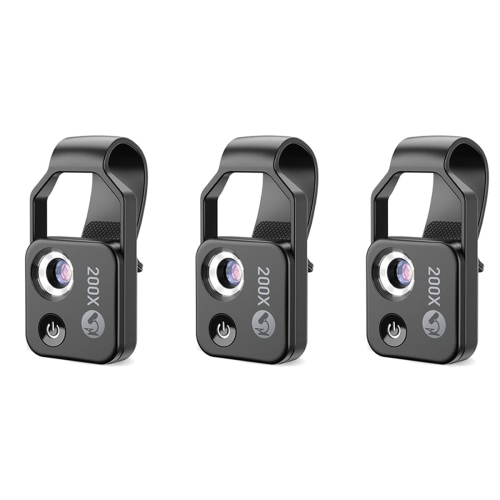 3X 200X Cell Phone Microscope Accessory with Lens, Portable Mini Digital Microscope with LED Light/Universal Clip