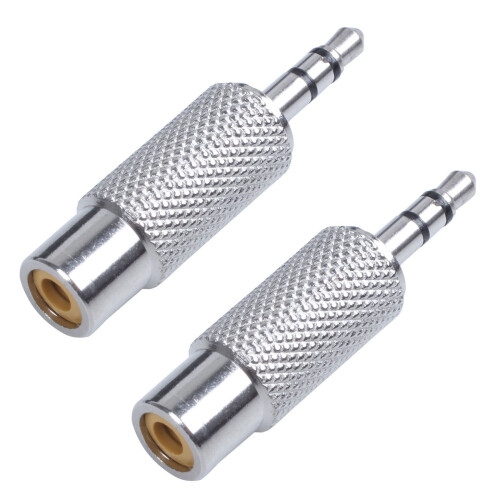2X 3.5mm Stereo Male to RCA Mono Female Audio Adapter,Silver