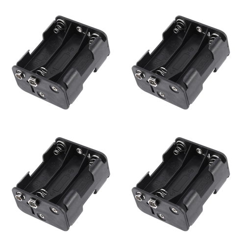 4X Double Side Spring 6 x 1.5 V AA Battery Holder Case Box Black