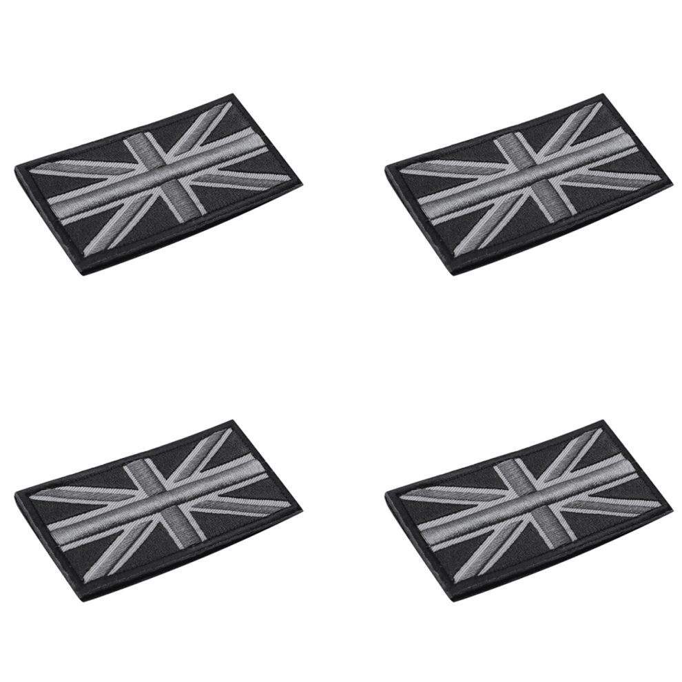 Exogio 4X Fashion Union Jack Uk Flag Badge Patch Stick Back 10Cm X 5Cm New, () Black/Gray
