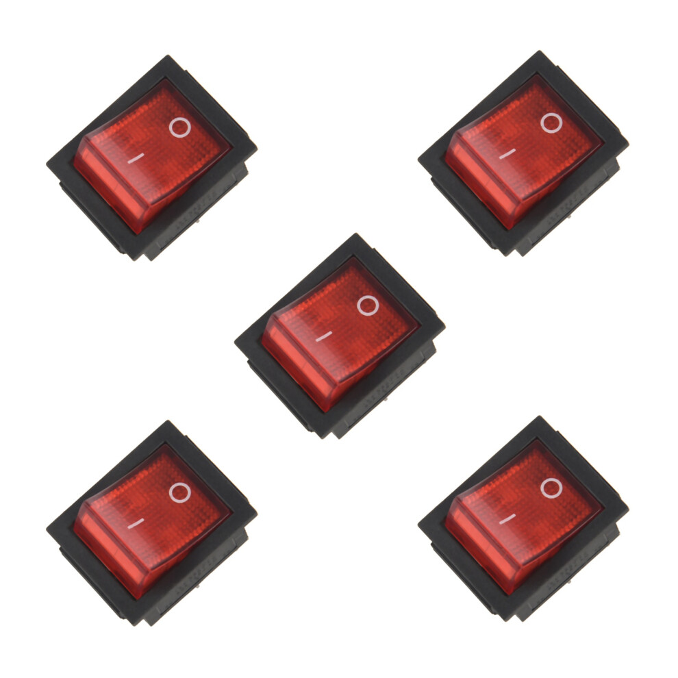 Photos - Other Electrical Equipment 5X Red Light 4 Pin DPST ON/OFF Snap in Rocker Switch 15A/250V 20A/125V AC 28X22mm