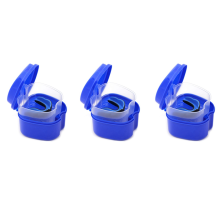 3X Dark Blue Denture Case, Denture Cup with Strainer, Denture Bath Box False Teeth Box with Basket Net Container Holder