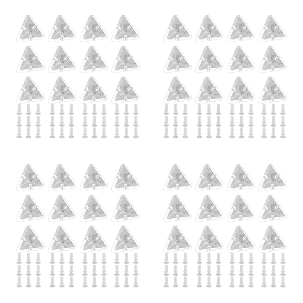 48Pcs Acrylic Corner Brackets With Semitransparent Screws Clear 3-Hole Right Angle Joint Brace Brackets 4852180948360