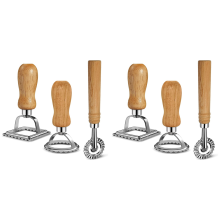 6X Ravioli Pasta Cutter Set, Ravioli Stamp Maker with Wooden Handle for Ravioli, Pasta, Dumplings Lasagna, Pierogi