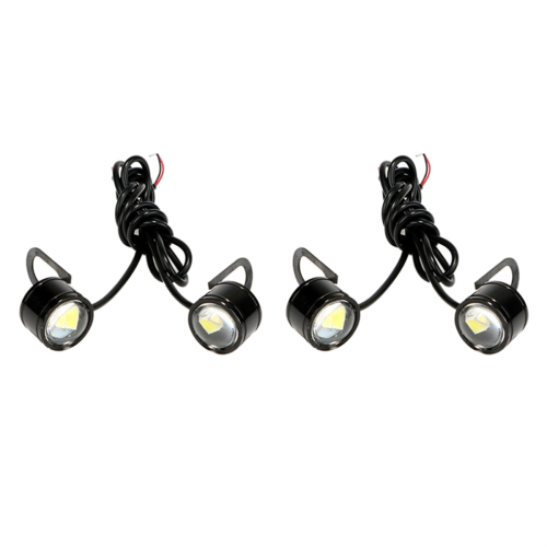 4 Pcs White LED Motorcycle Headlight Spotlight Driving Daytime Running Light Lamp