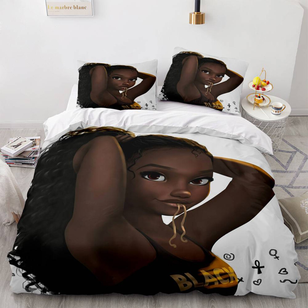 (Style 01, Single(135X200CM/2PCS)) African Girl Bedding Single Double Duvet Cover UK