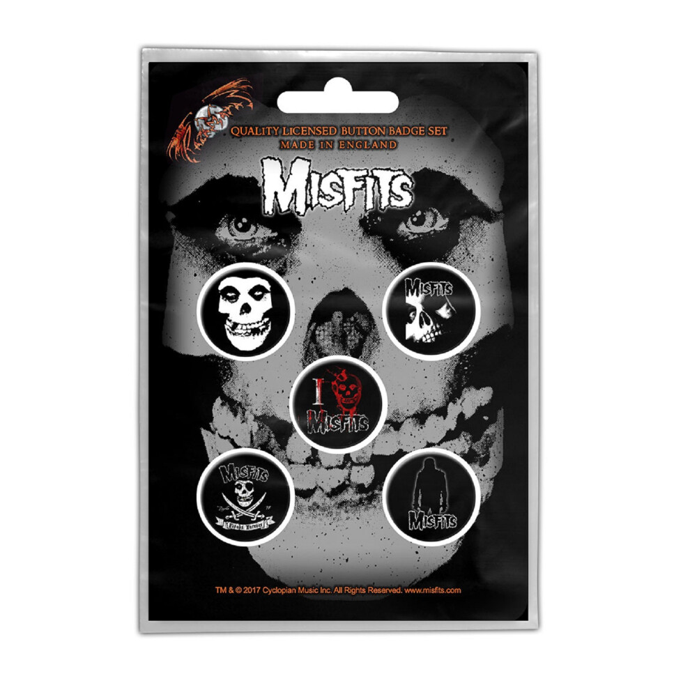 Misfits Badge Pack jarek Skull band logo new Official Black 5 x Pin Button