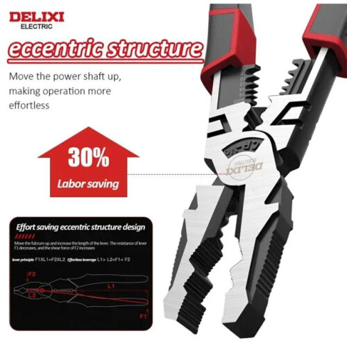 DELIXI Multifunctional pliers wire stripper cable cutter crimping 210mm, 8" long 2